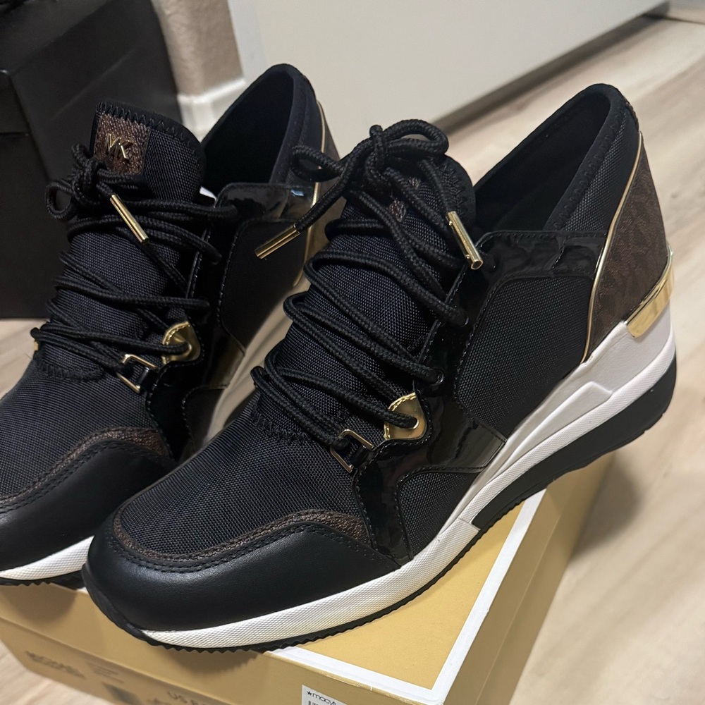 Michael Kors Black and Gold Sneakers
